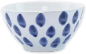 Vietri Viva Santorini Blue Dot Soup/Cereal Bowl, 6" Diameter, 3.25 Tall Earthenware Kitchen & Dining Deep Oatmeal Dish