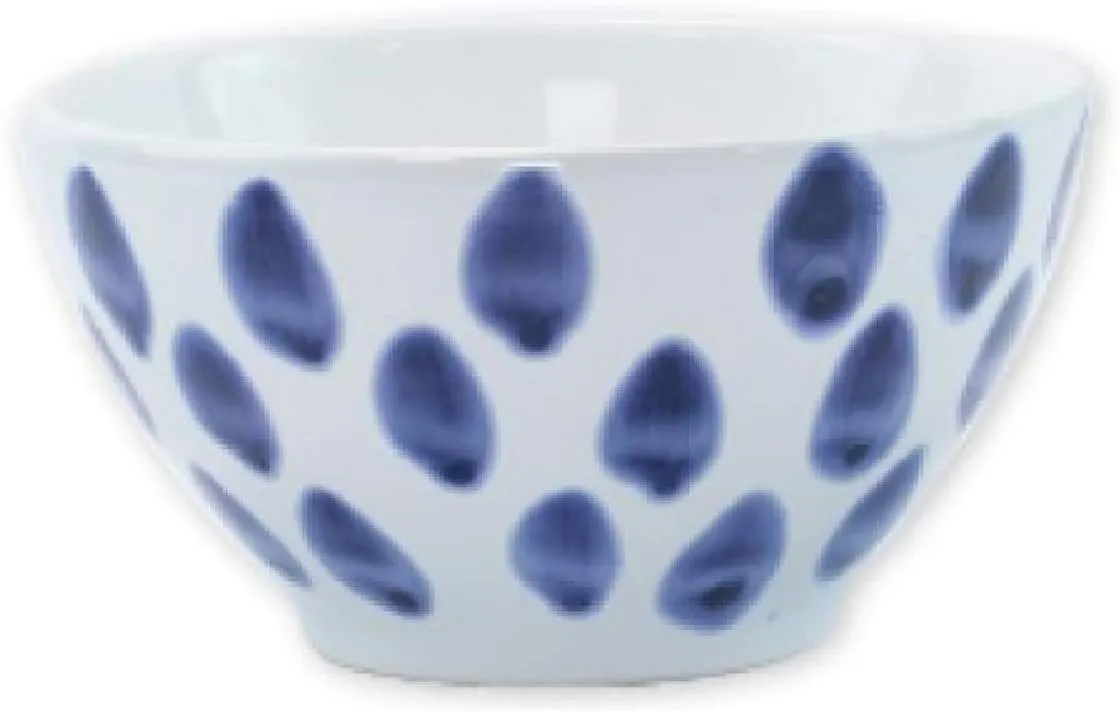 Vietri Viva Santorini Blue Dot Soup/Cereal Bowl, 6" Diameter, 3.25 Tall Earthenware Kitchen & Dining Deep Oatmeal Dish