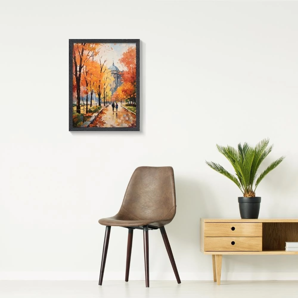 Villa Borghese Gardens Italy Art Print for Autumn Gardens Framed Printing Wall Art Decor for Bedroom Bathroom Living Room 12x16 Inches