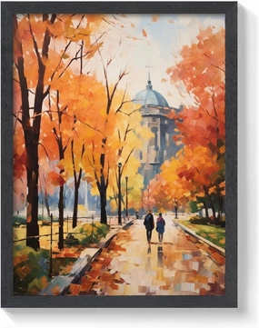 Villa Borghese Gardens Italy Art Print for Autumn Gardens Framed Printing Wall Art Decor for Bedroom Bathroom Living Room 12x16 Inches