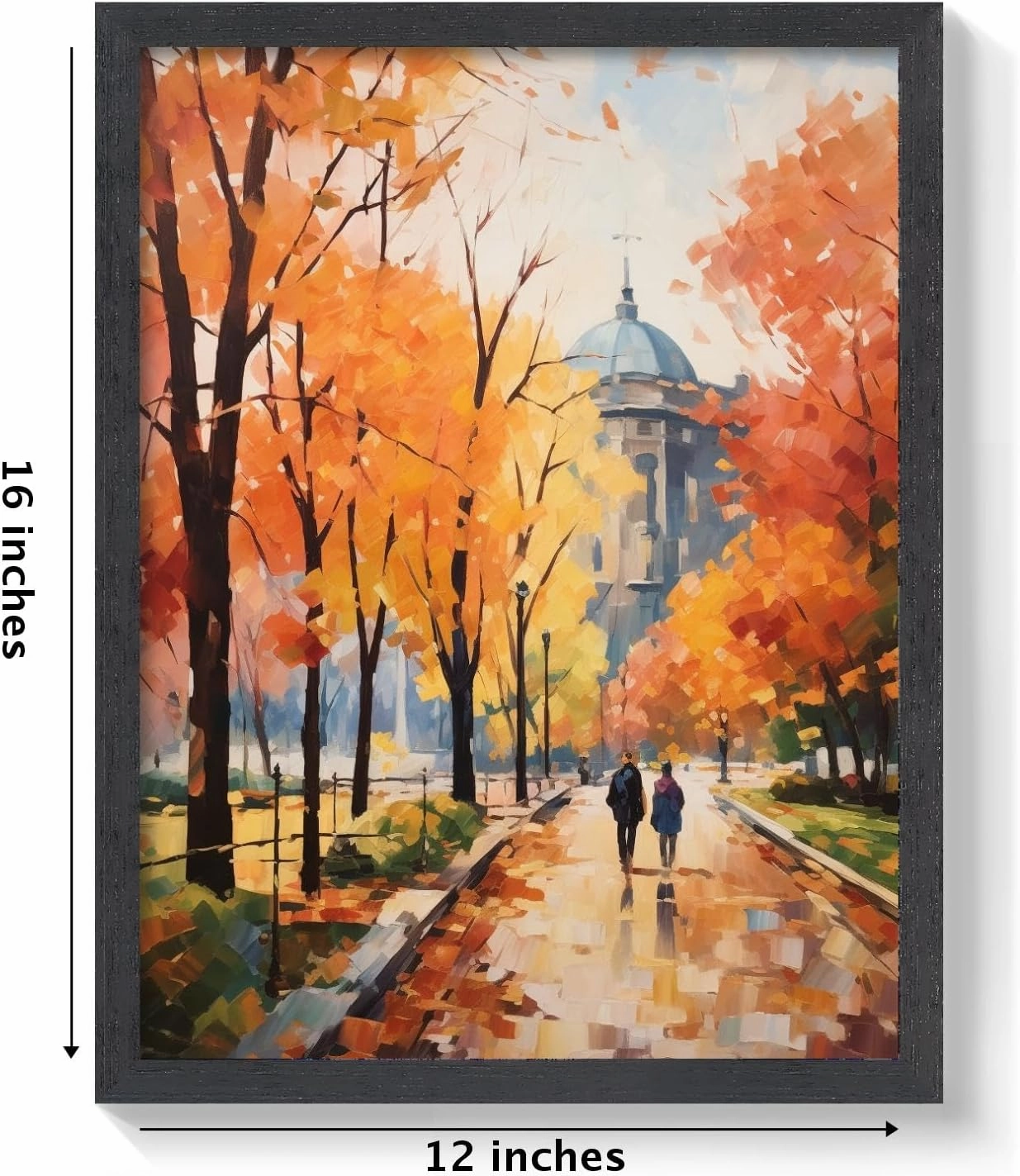 Villa Borghese Gardens Italy Art Print for Autumn Gardens Framed Printing Wall Art Decor for Bedroom Bathroom Living Room 12x16 Inches