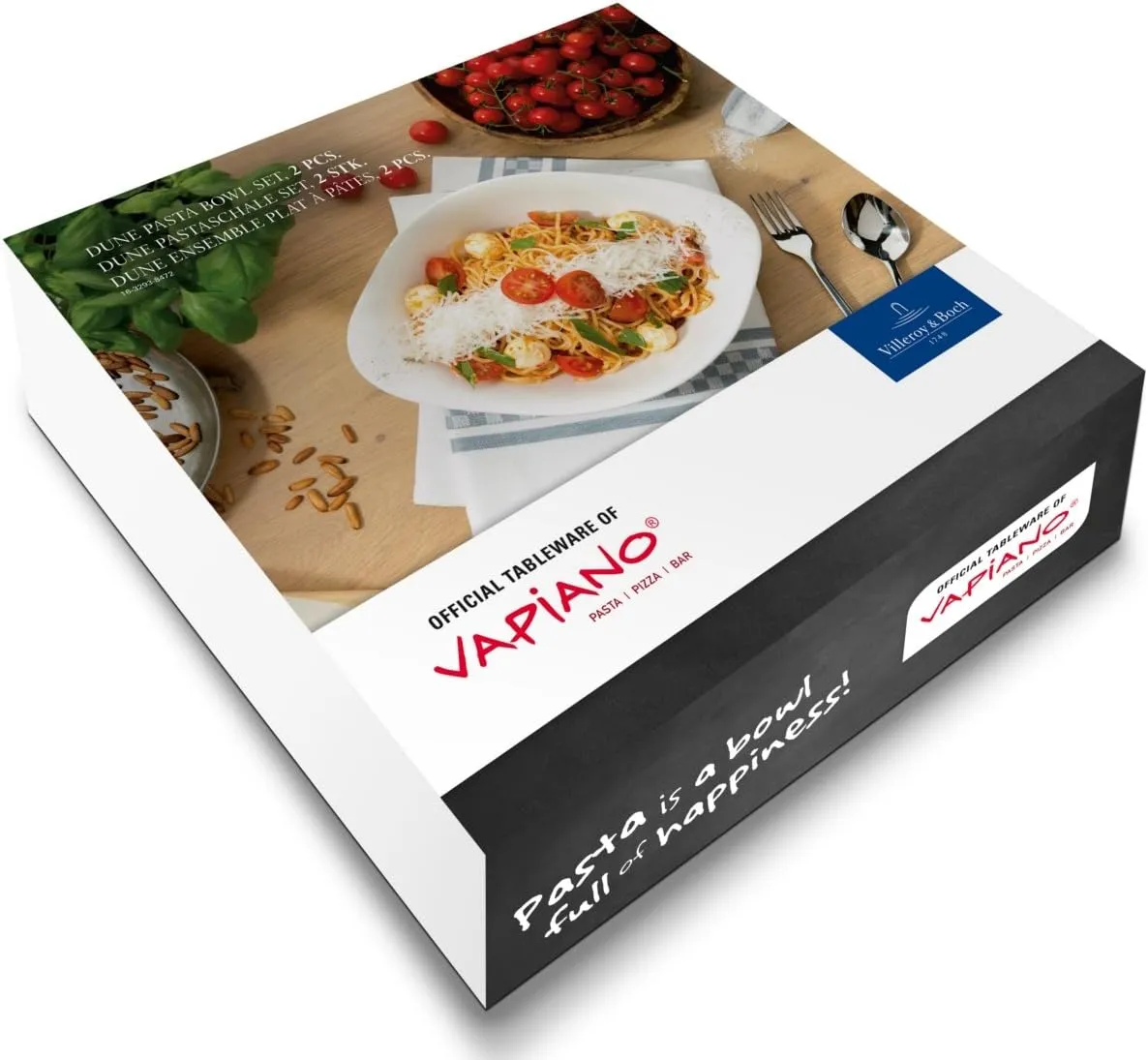 Villeroy & Boch Dune VAPIANO Pasta Bowl, 2 pieces, Premium Porcelain, White