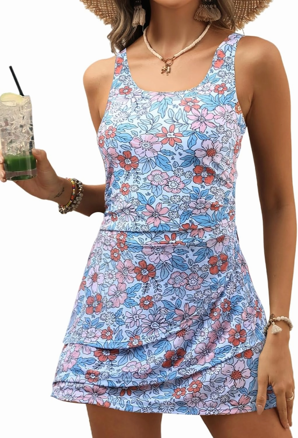 VIMPUNEC Women One Piece Swim Dress Swimsuit Tummy Control Modest Swim Skirt Bathing Suit