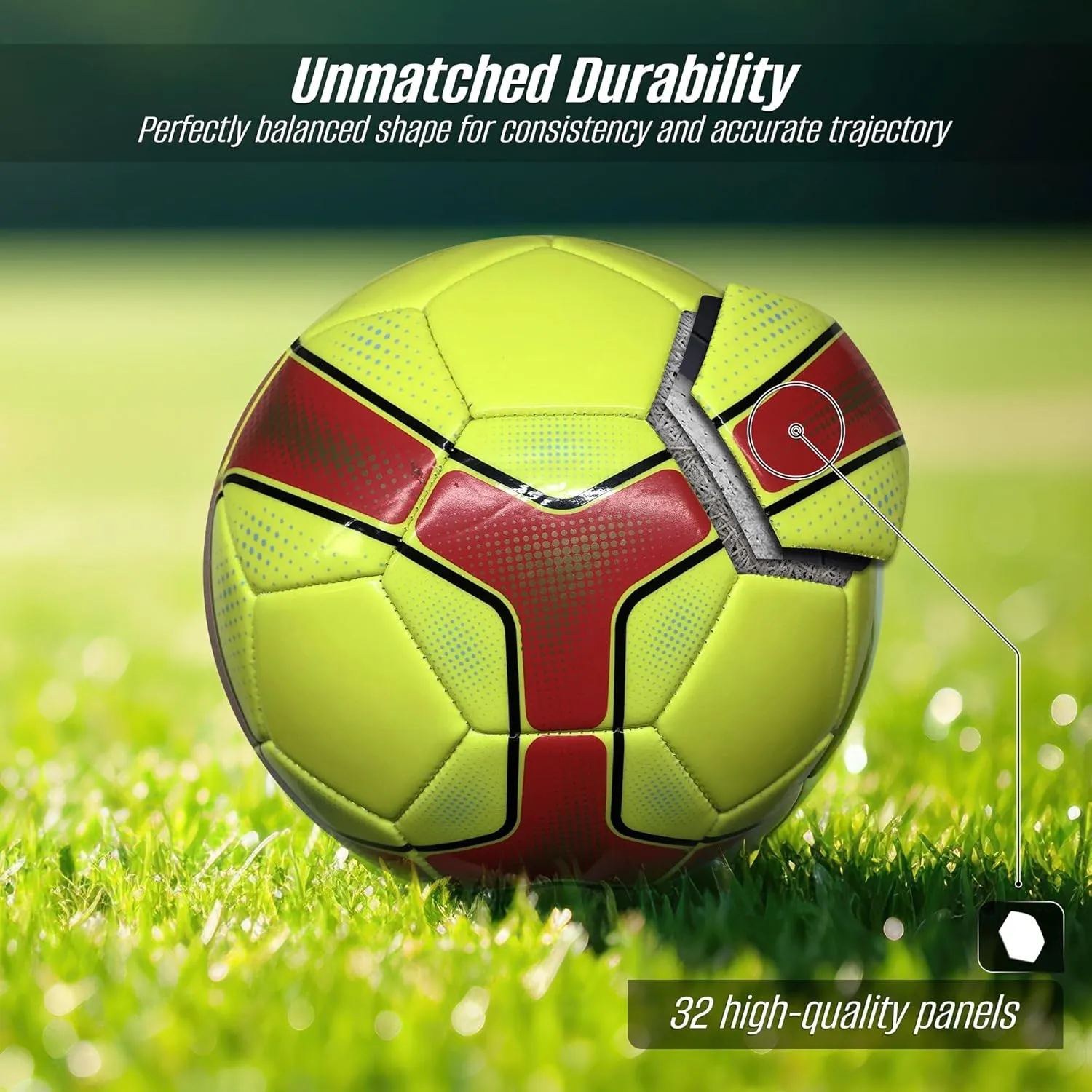 VIZARI Cordoba Soccer Balls for Youth, Adult, Kids - Sizes 3, 4, 5 - Red, Orange, Blue, Pink & Yellow (Pack of 1, 6, 12)