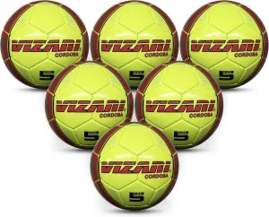 VIZARI Cordoba Soccer Balls for Youth, Adult, Kids - Sizes 3, 4, 5 - Red, Orange, Blue, Pink & Yellow (Pack of 1, 6, 12)