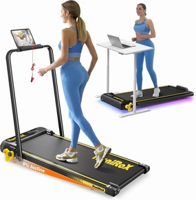 Walking Pad Treadmill with Handle Bar, 3 in 1 Portable with Incline and Lights, Under Desk for Home Office, with LED Display and APP