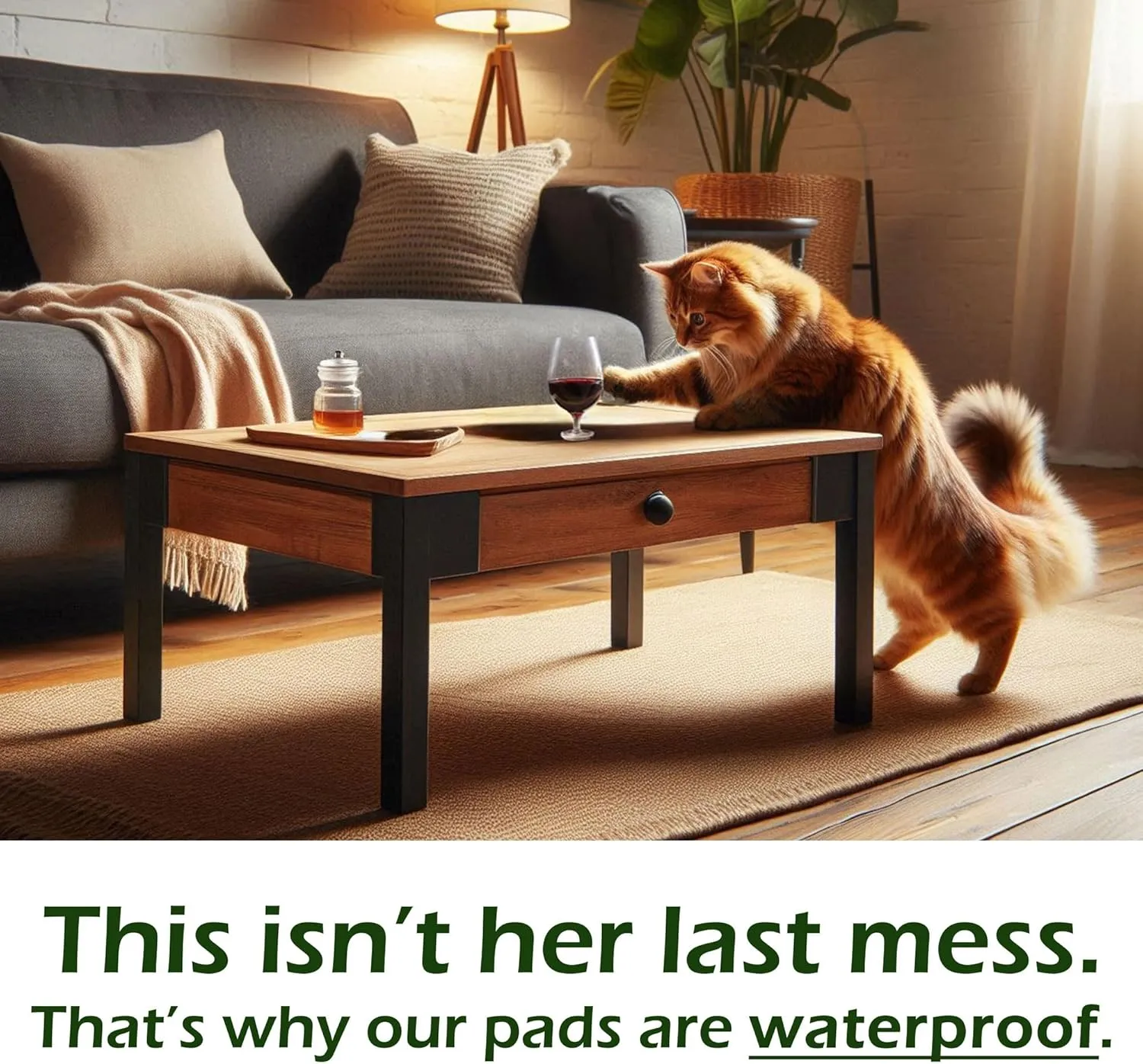 Waterproof Non-Slip Rug Pad, 2x3, Pet-Friendly, Safe for All Floors, Made in The USA, Low-VOC