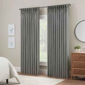 Waverly Serendipity 10 Pinch Pleat Light Filtering Rod Pocket Window Curtain for Living Room (1 Panel), 50 in x 84 in, Grey