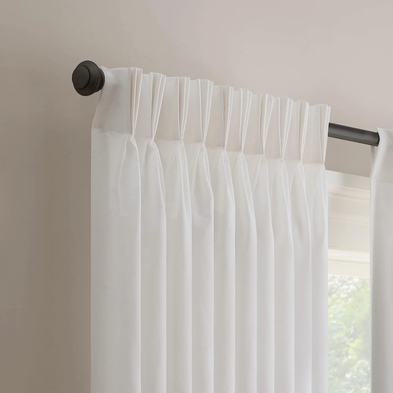 Waverly Serendipity 10 Pinch Pleat Light Filtering Rod Pocket Window Curtain for Living Room (1 Panel), 50 in x 84 in, White
