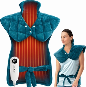 Weighted Electric Heating Pad for Neck, Shoulders and Back Pain Relief | Mothers Day Gifts for Mom Wife, Gifts for Women, Men, Birthday, Christmas | Fast Heating, 6 Heat Settings, 4 Timers, Auto‑Off