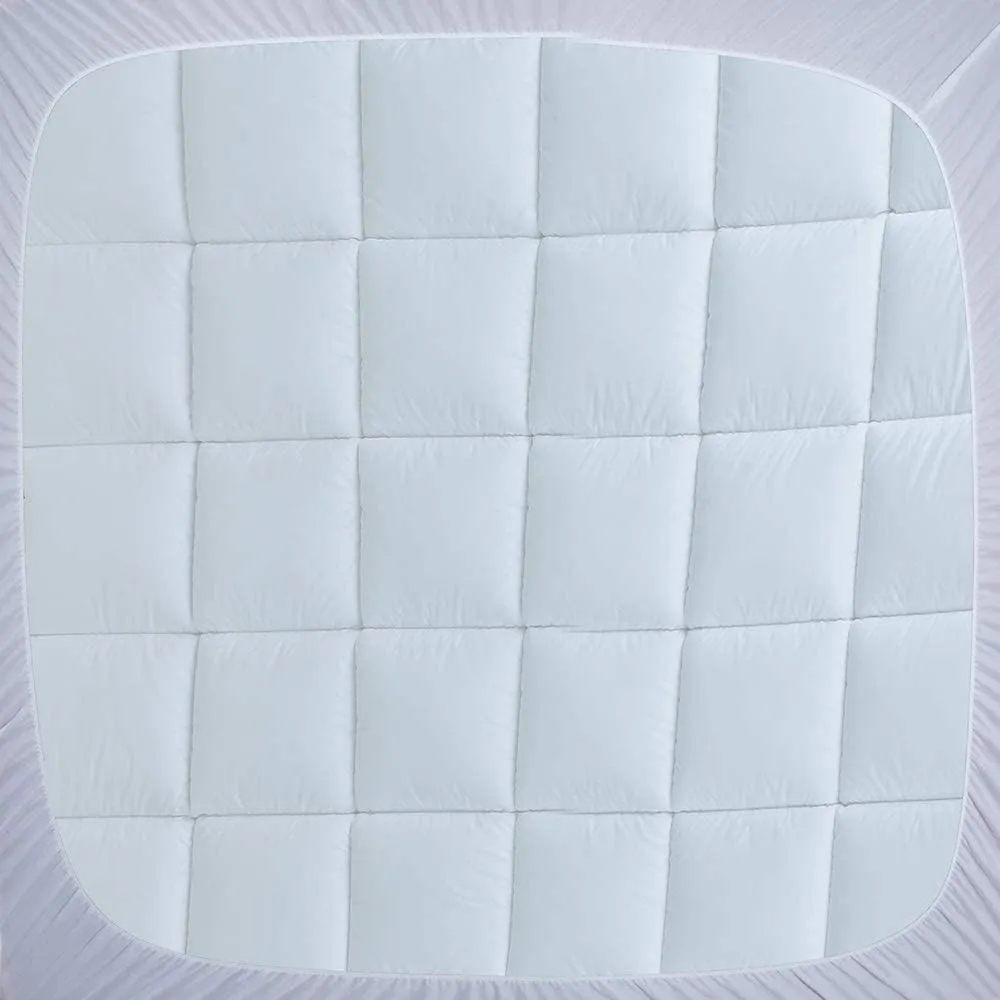 WhatsBedding Cotton Waterproof Mattress Pad Queen Size Top Down Alternative Filling Pillowtop Mattress Topper Cover-Fitted Quilted (Mattress Pad Queen)