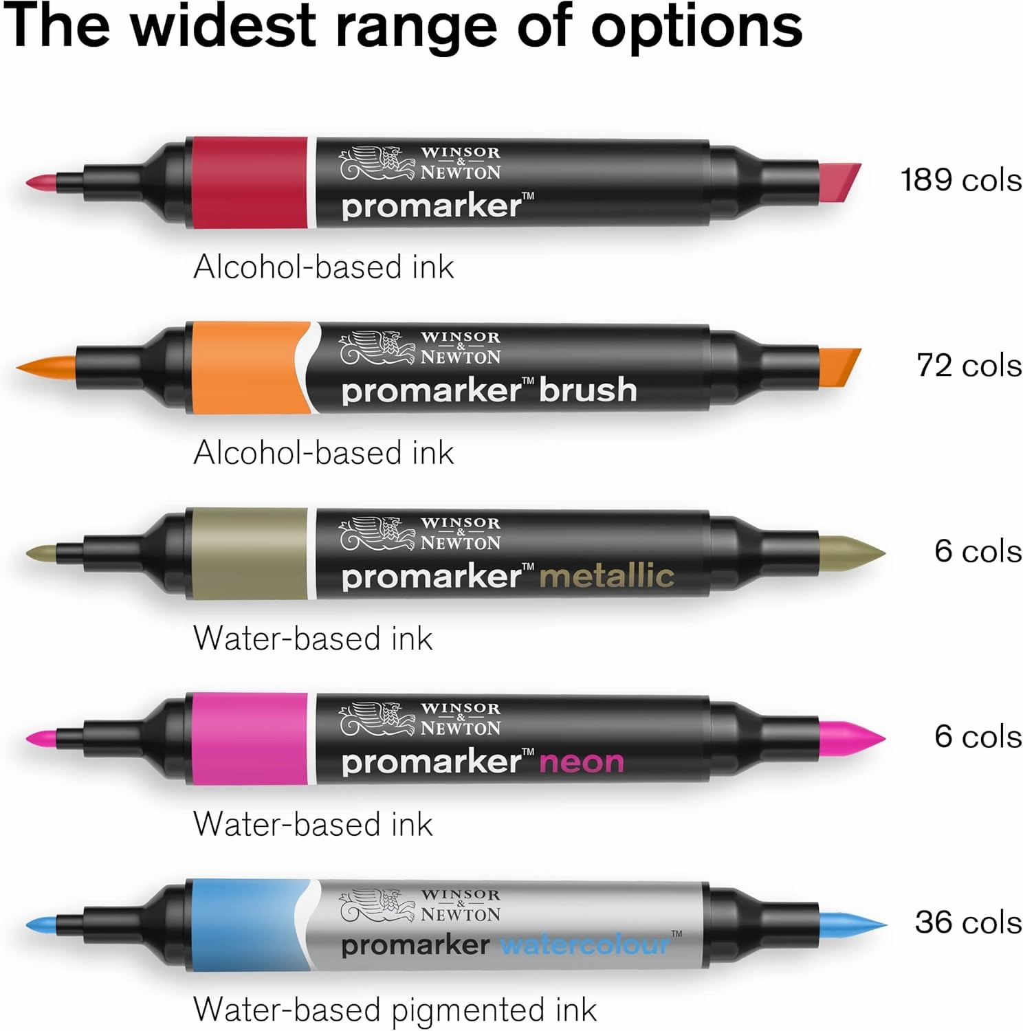 Winsor & Newton ProMarker Watercolor Marker Set, 12 Count, Basic Tones