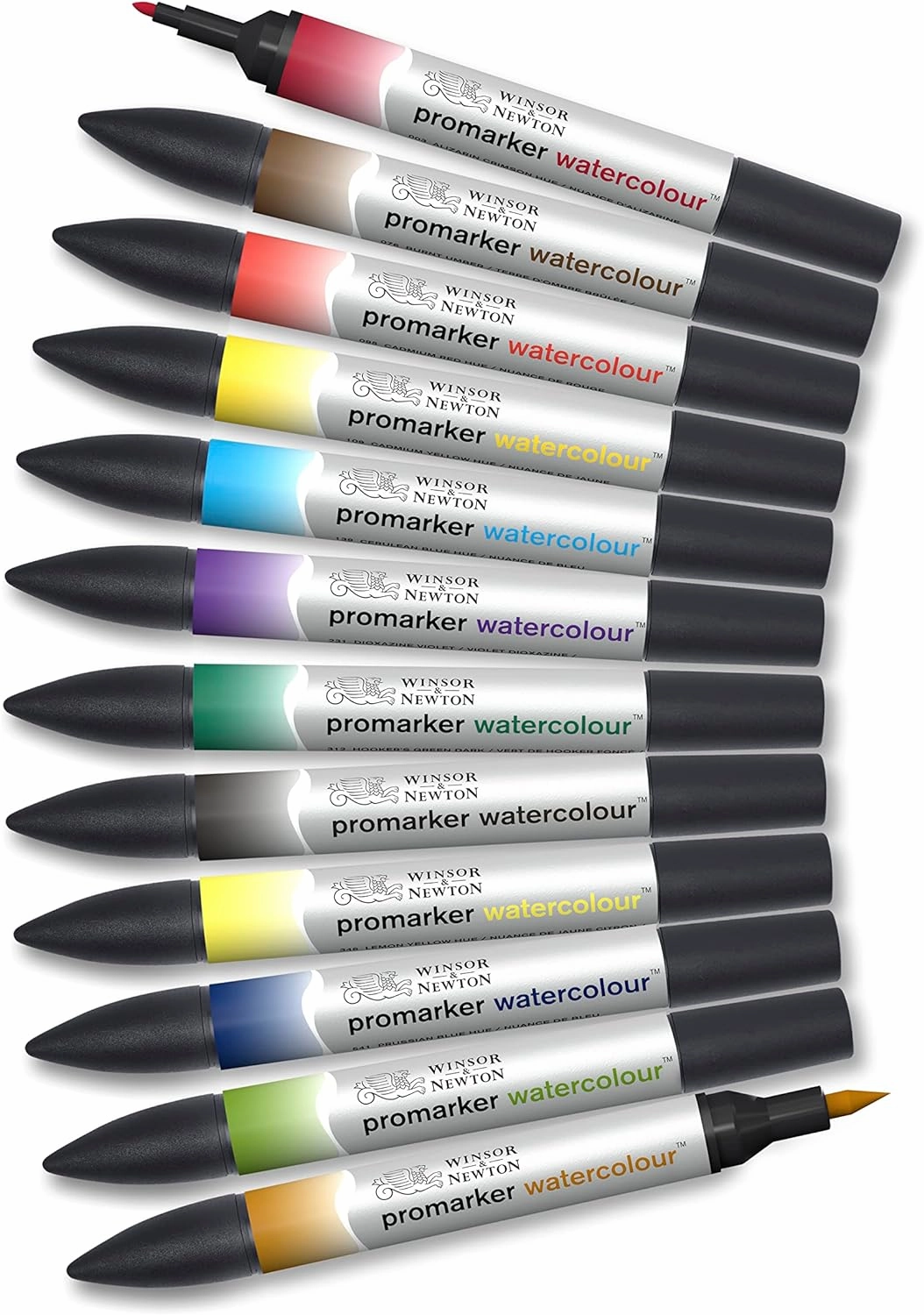 Winsor & Newton ProMarker Watercolor Marker Set, 12 Count, Basic Tones
