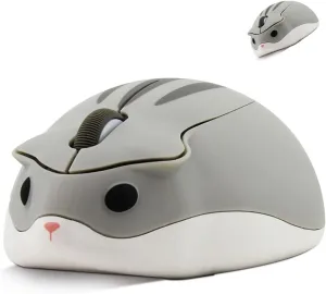 Wireless Mouse Cute Hamster Shape Silent Click Portable Compact Optical 1200DPI USB Cordless Mice for PC Laptop Computer Notebook MacBook Kids Girl Boy Men Women Adults School Office Work Gift (Gray)