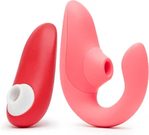 Womanizer Blend Rose Dual Stimulation Rabbit Vibrator & Starlet 2 Red Pleasure Air Clitoris Sucker - Female Sex Toys Bundle