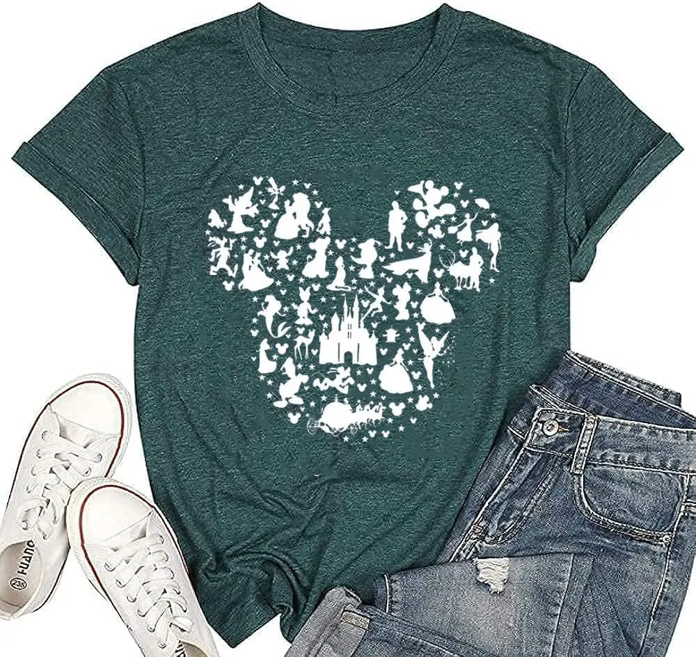Women Magic Kingdom Castle Shirt Castle Fairy Graphic Tee Women Casual Vacation Holiday Short Sleeve Tee Top