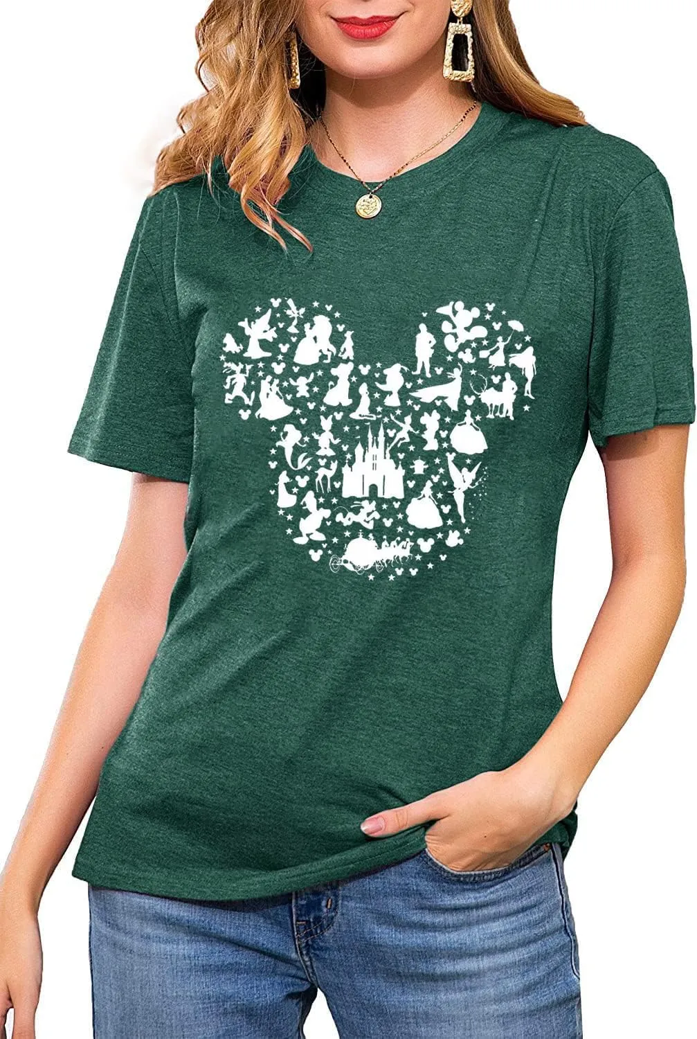 Women Magic Kingdom Castle Shirt Castle Fairy Graphic Tee Women Casual Vacation Holiday Short Sleeve Tee Top