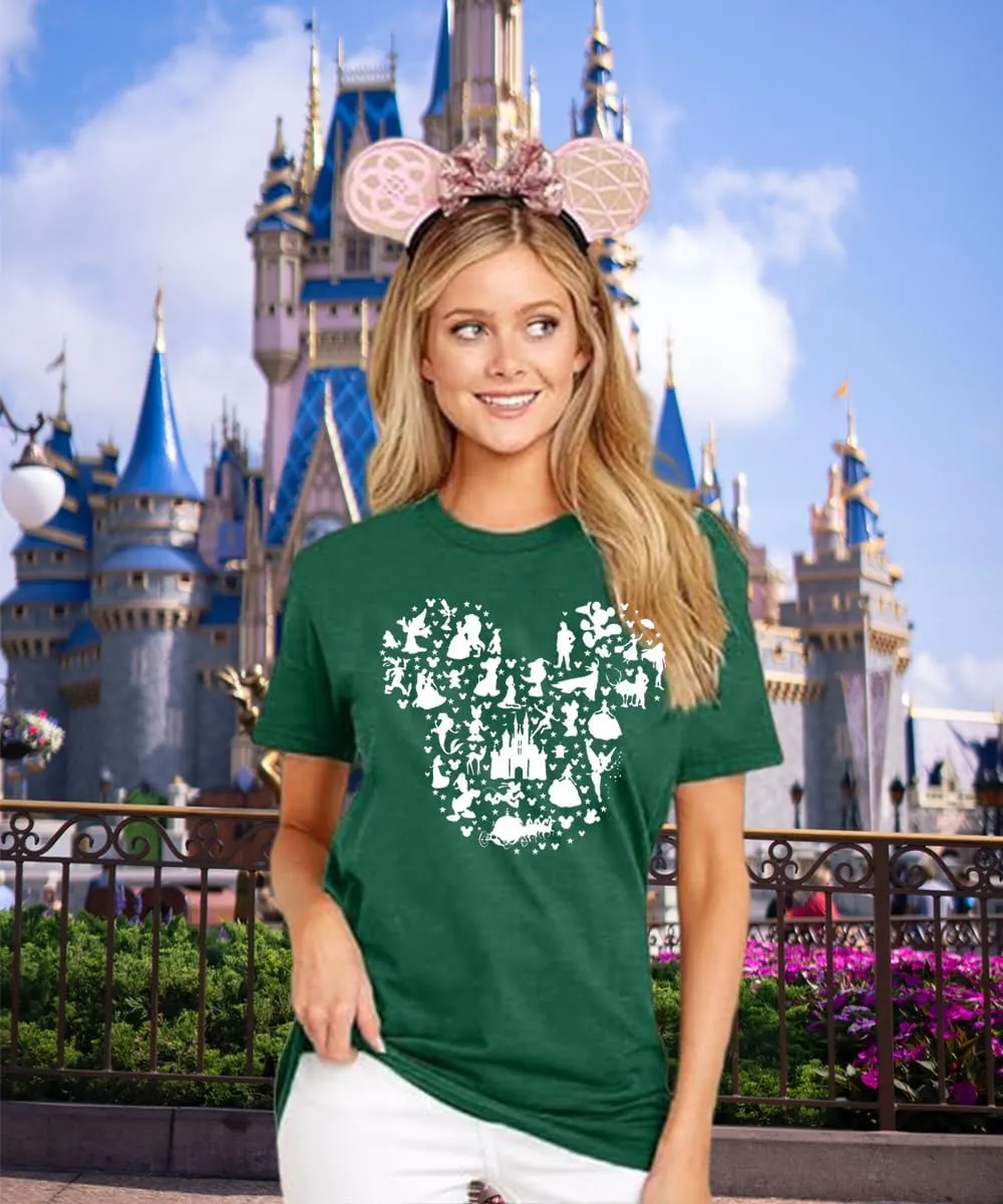 Women Magic Kingdom Castle Shirt Castle Fairy Graphic Tee Women Casual Vacation Holiday Short Sleeve Tee Top