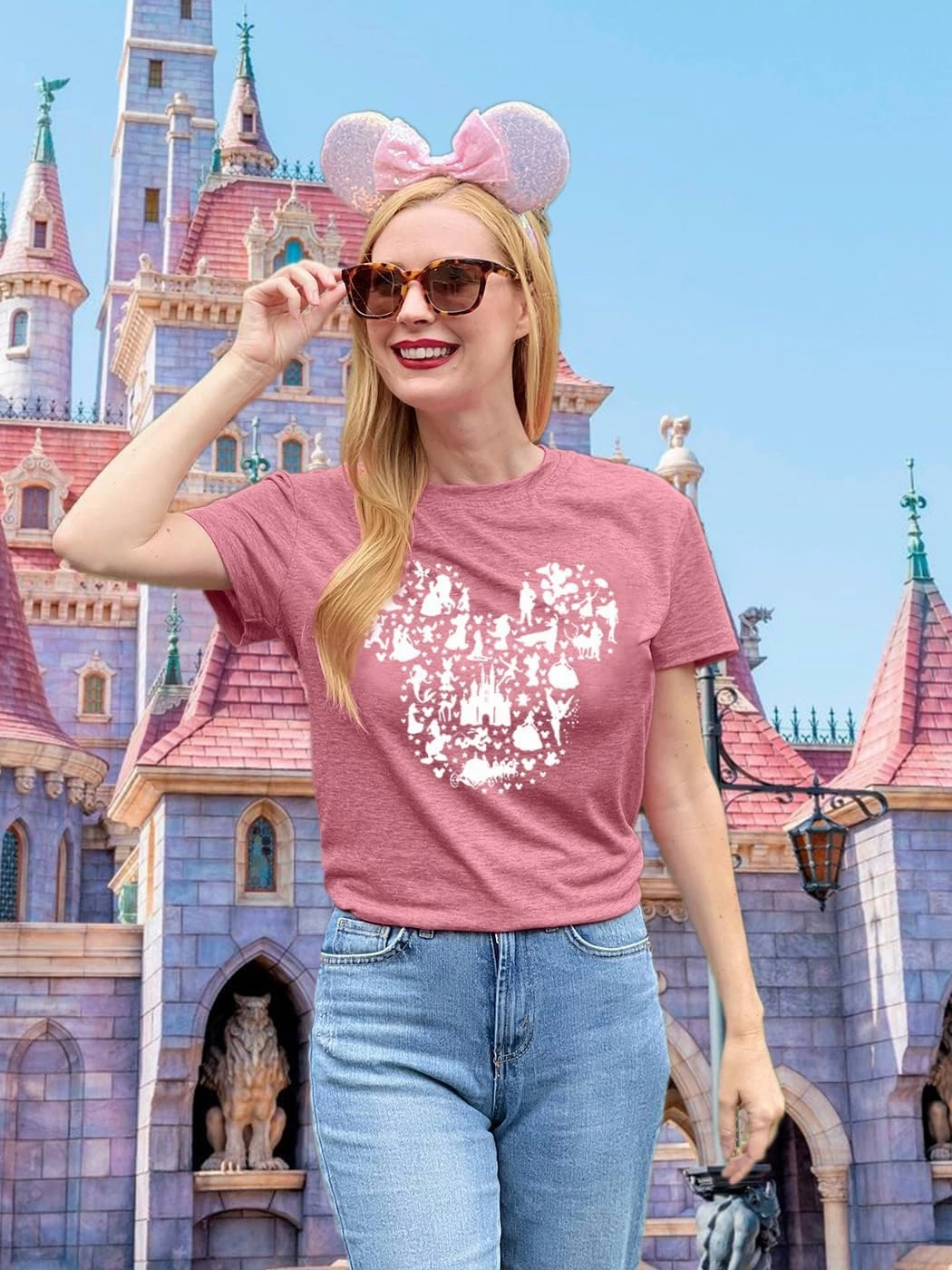 Women Magic Kingdom Castle Shirt Castle Fairy Graphic Tee Women Casual Vacation Holiday Short Sleeve Tee Top
