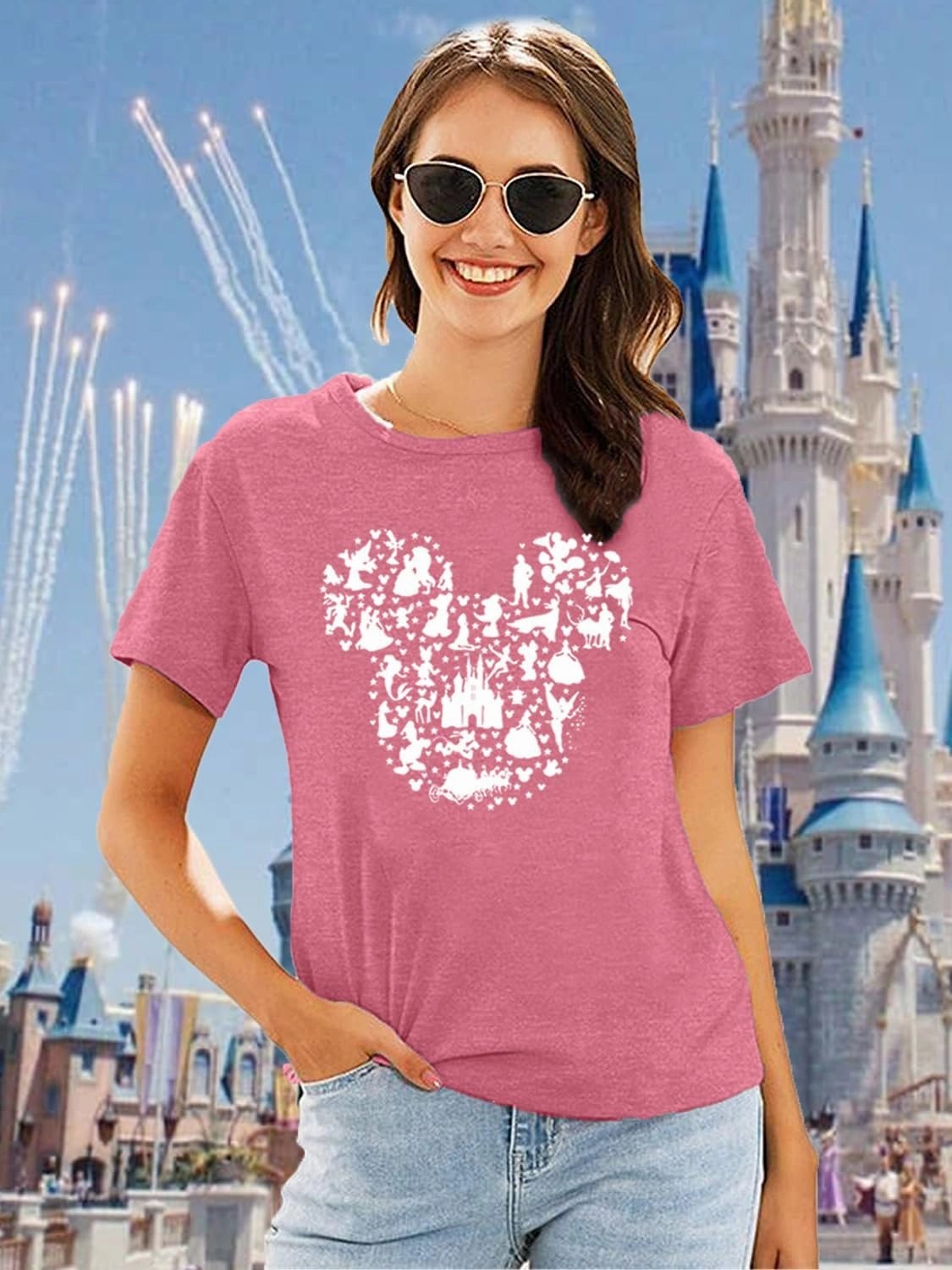Women Magic Kingdom Castle Shirt Castle Fairy Graphic Tee Women Casual Vacation Holiday Short Sleeve Tee Top