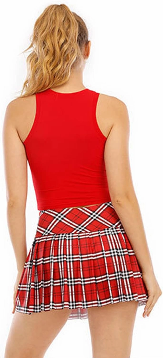 Women's Athletic Tennis Skirts Flowy Athletic Shorts for Big Girl Gym Yoga Workout Running Cute Pink Plaid Skirt for Women