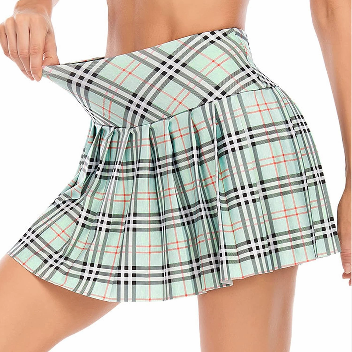 Women's Athletic Tennis Skirts Flowy Athletic Shorts for Big Girl Gym Yoga Workout Running Cute Pink Plaid Skirt for Women