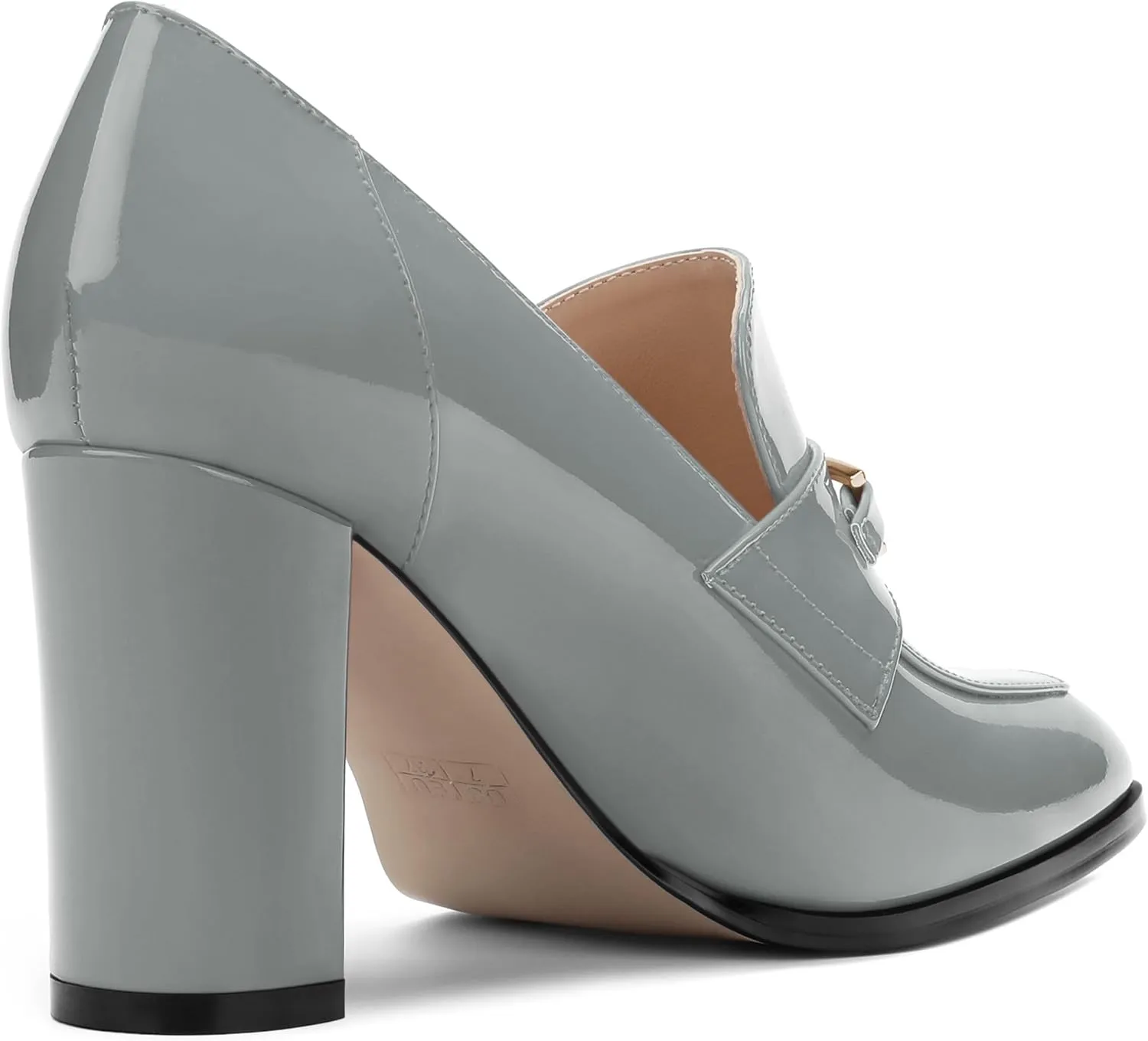 Womens Chunky Block Heels for Women Square Toe Patent Pumps, Slip on Loafers Office Party Prom Shoes 3 inch
