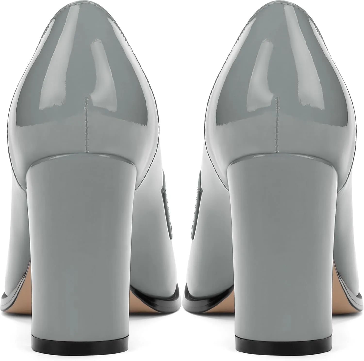 Womens Chunky Block Heels for Women Square Toe Patent Pumps, Slip on Loafers Office Party Prom Shoes 3 inch