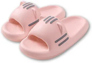 Women’s Slides Cute Bathroom Slippers Non-Slip Cartoon Cat Shaped Indoor Outdoor Summer Slippers