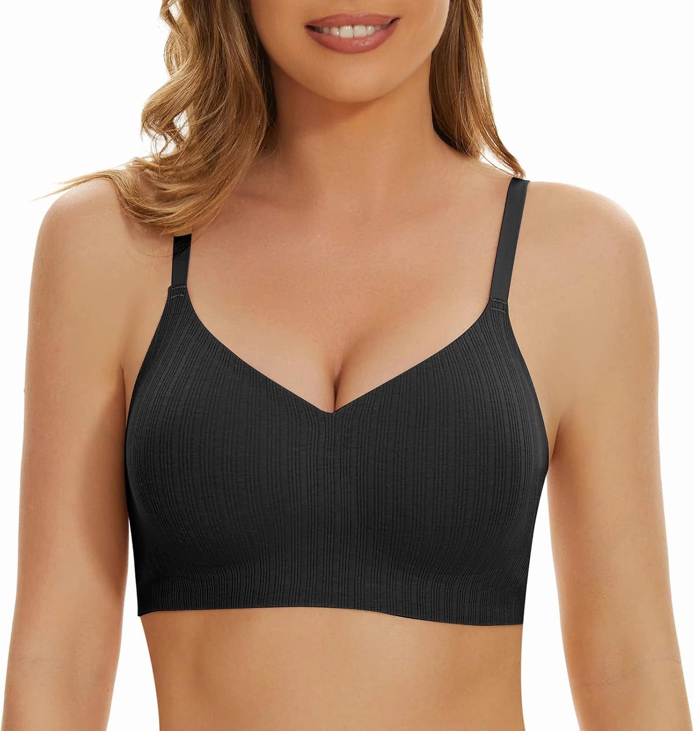 WOWENY Push Up Bras for Women No Underwire Wireless Jelly Strip Soft Support Comfortable Seamless Padded Bralette