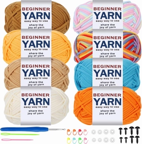 WSICSE 8x50g Beginner Crochet Yarn, Cotton Yarn for Crocheting Easy-to-See Stitches Chunky Thick Soft Yarn for Easter Basket Stuffers