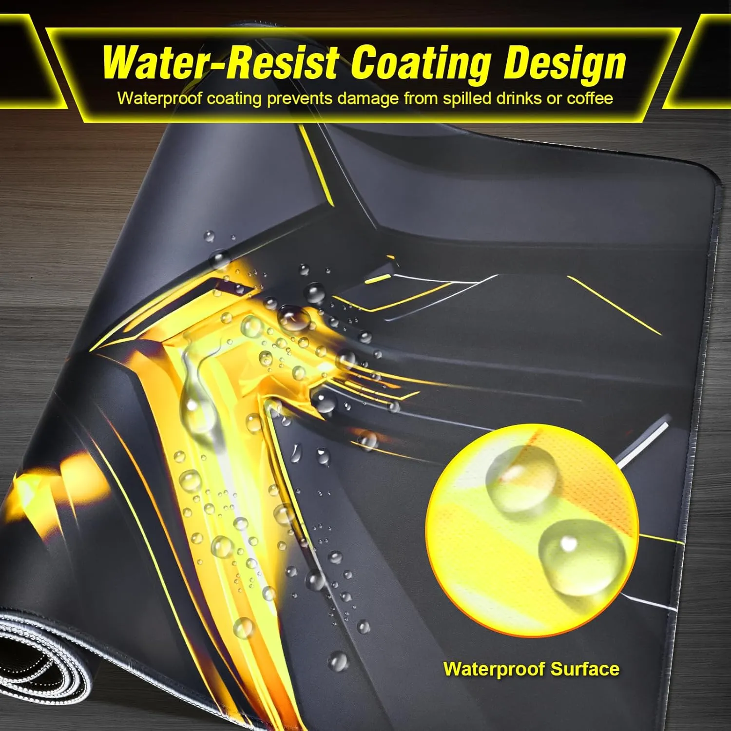 XXX-Large Gaming Mouse Pad 35.4x15.7in, Golden Light Mecha Technology Style Extended Long Gaming Mousepad Keyboard Mat, 3mm Thick Soft Smooth Surface Fabric Gamer Mouse Mat, for Gaming, Office, Home
