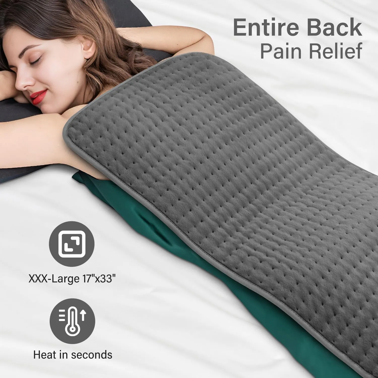 XXXL Heating Pad for Back & Women, Electric Large Heating Pads for Period Cramps Shoulder Neck Legs Pain Relief, 17"x33" King Size Heat Pad, Auto Off, Birthday Mother’s Day Gifts for Mom Dad Women Men