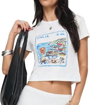 Y2k Baby Tees Women Graphic Print T- Shirt Summer Short Sleeve Slim Fit Crop Top Aesthetic Clothes