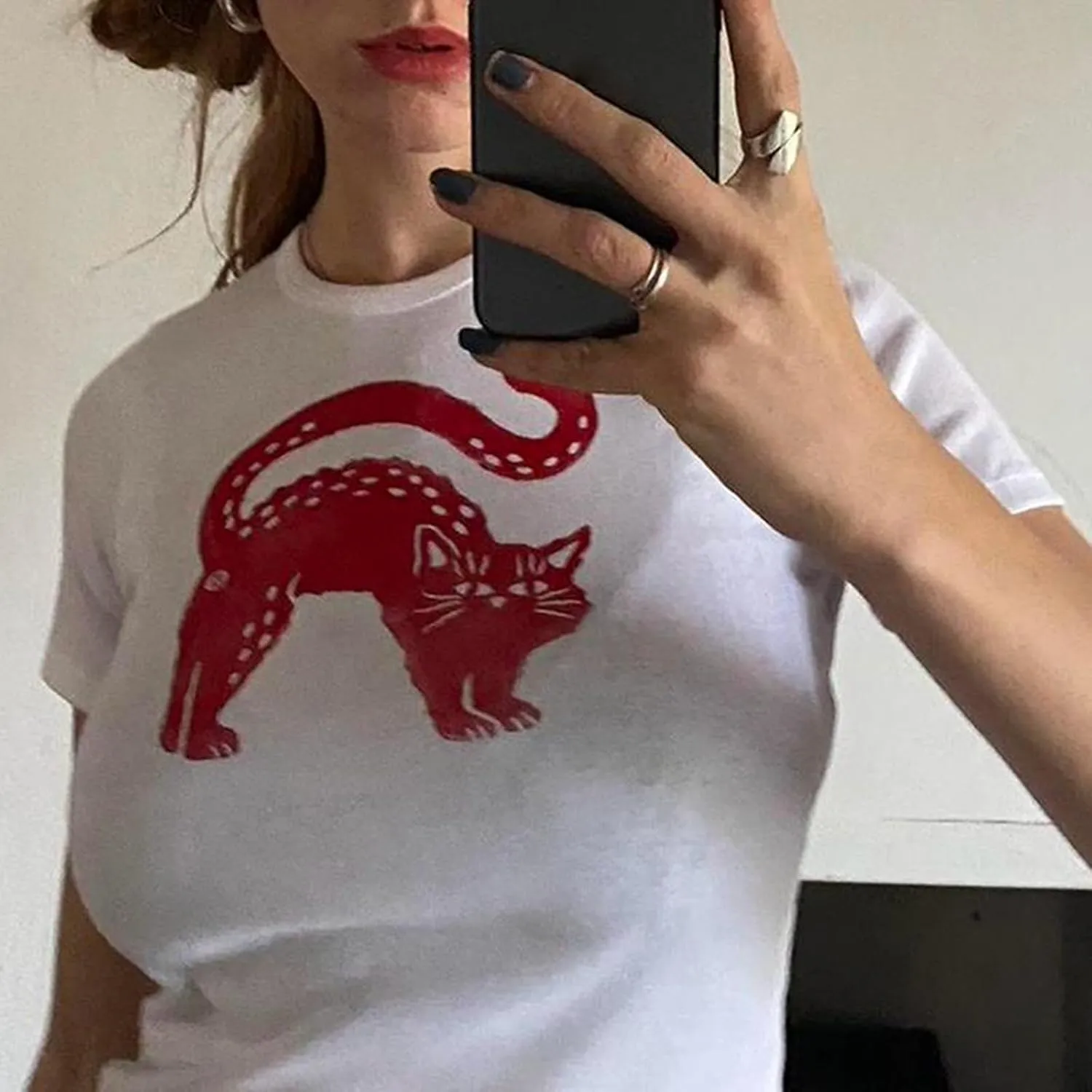 Y2k Baby Tees Women Graphic Print T- Shirt Summer Short Sleeve Slim Fit Crop Top Aesthetic Clothes