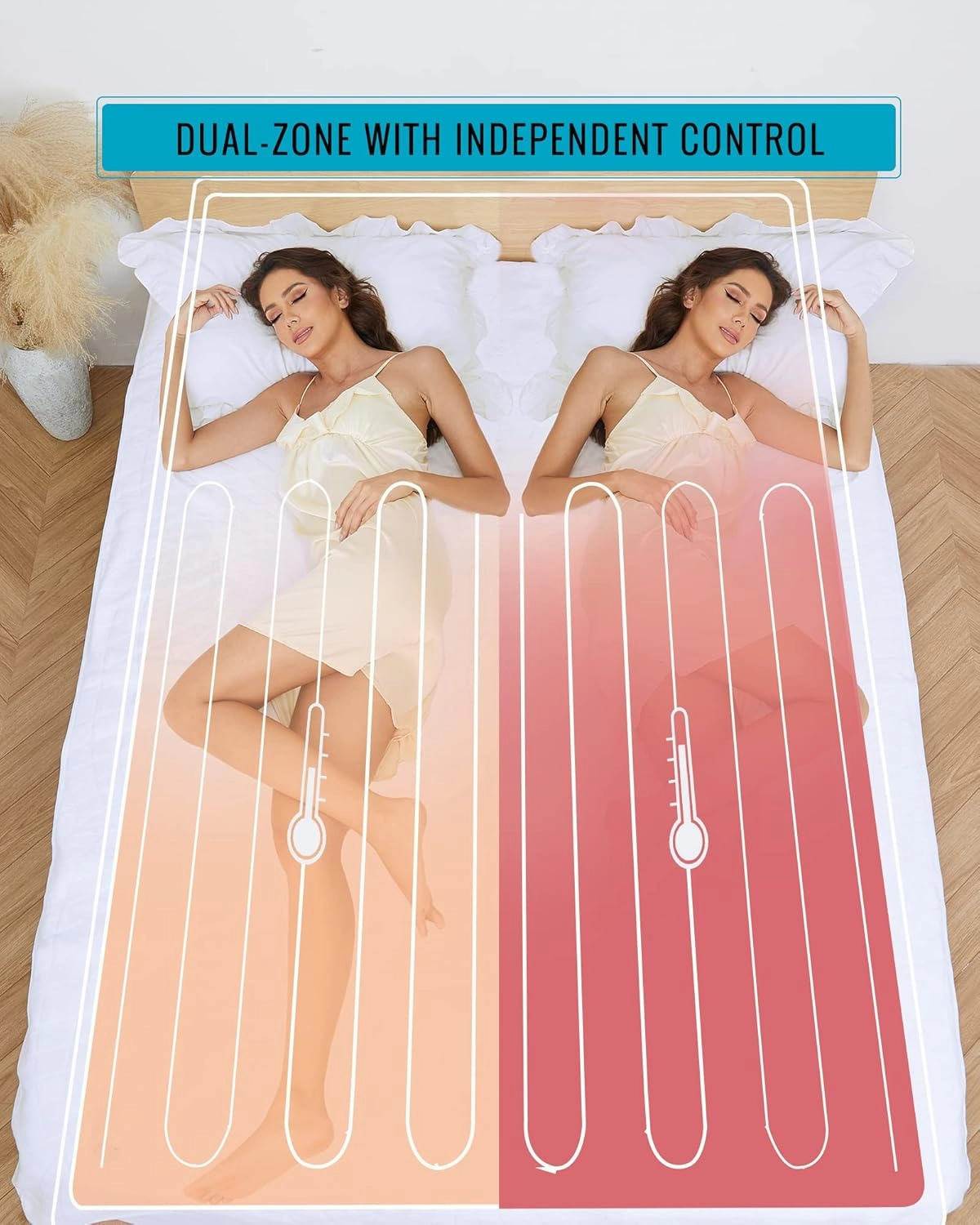 YAKEE Electric Mattress Pad Queen Size 60"x80", Dual Control Whit 4 Heating Levels, 10-Hour Auto Shut Off, Fast Heating, Deep Pocket Bed Topper Fit Up to 21", Machine Washable, White