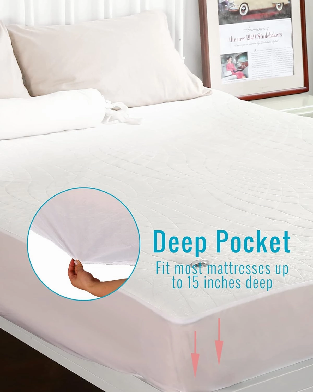 YAKEE Electric Mattress Pad Queen Size 60"x80", Dual Control Whit 4 Heating Levels, 10-Hour Auto Shut Off, Fast Heating, Deep Pocket Bed Topper Fit Up to 21", Machine Washable, White