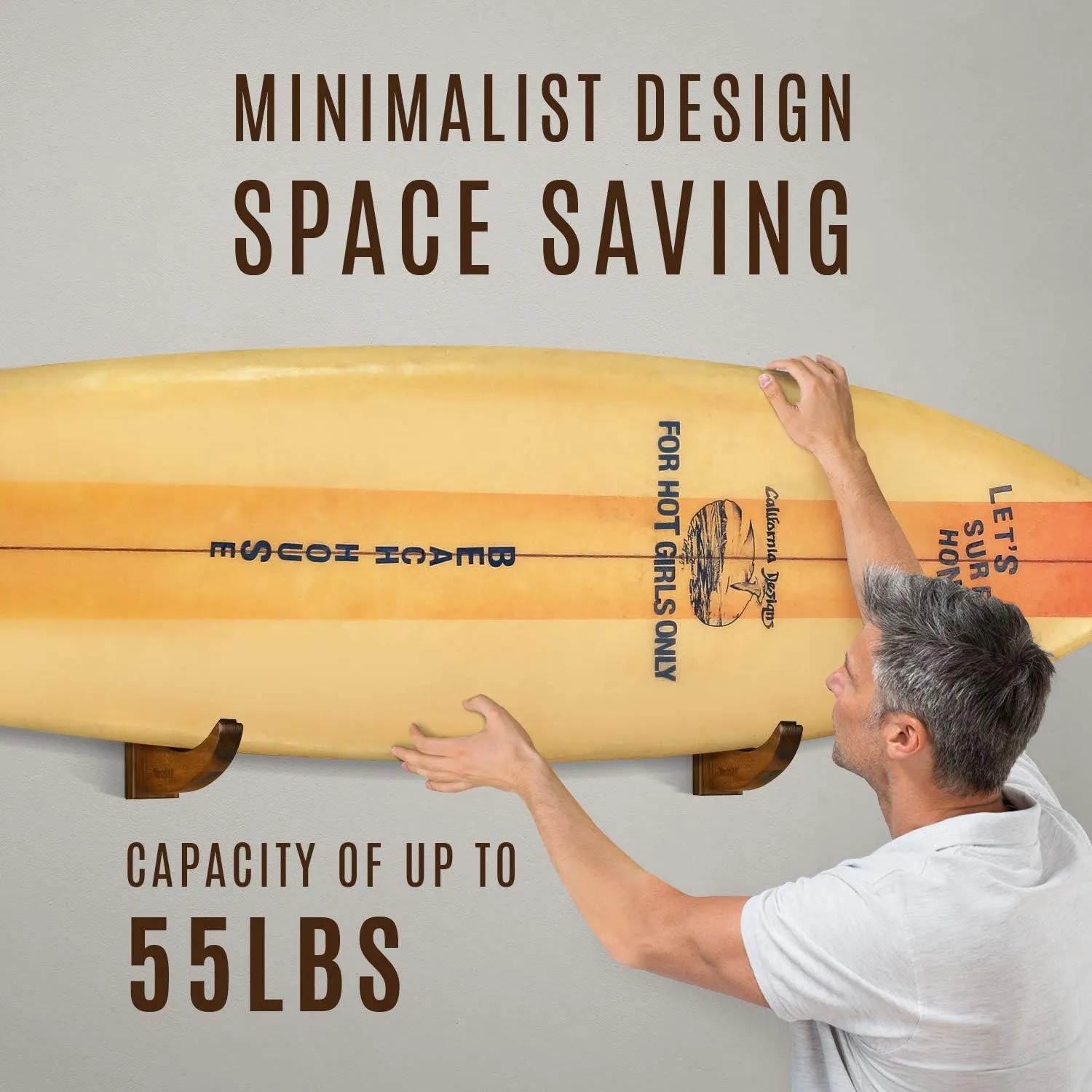 Yes4All Heavy Duty Steel Wall Mount Paddle Board Racks, Surfboard Holder, Suitable for Both Indoor and Outdoor Storage