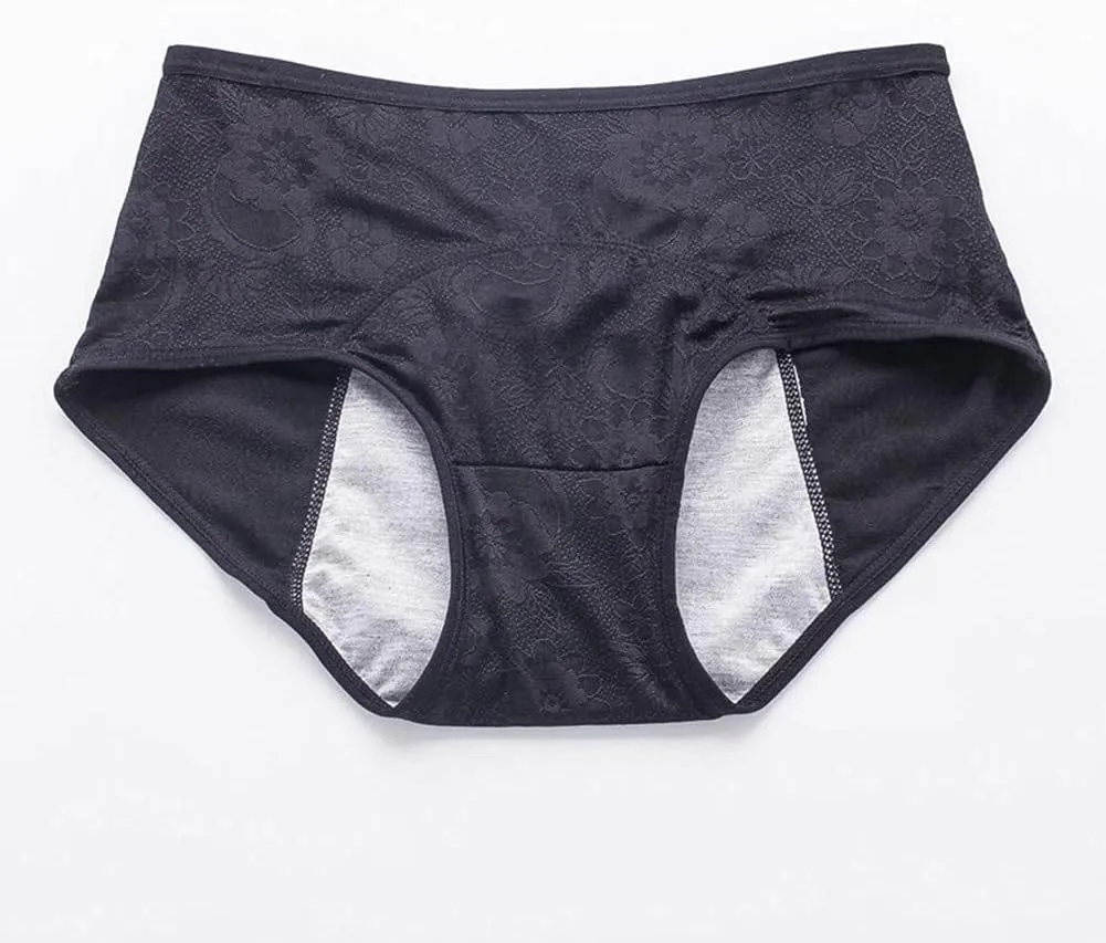 YOYI FASHION Women Menstrual Period Briefs Jacquard Easy Clean Panties 5 Pack US Size XXS-5XL/12