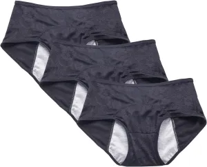 YOYI FASHION Women Menstrual Period Briefs Jacquard Easy Clean Panties 5 Pack US Size XXS-5XL/12