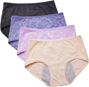 YOYI FASHION Women Menstrual Period Briefs Jacquard Easy Clean Panties US Size XXS-5XL/12