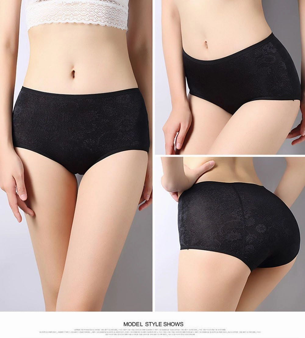 YOYI FASHION Women Menstrual Period Briefs Jacquard Easy Clean Panties 5 Pack US Size XXS-5XL/12