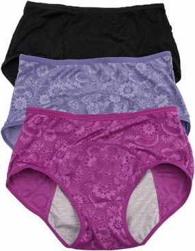 YOYI FASHION Women Menstrual Period Briefs Jacquard Easy Clean Panties 5 Pack US Size XXS-5XL/12