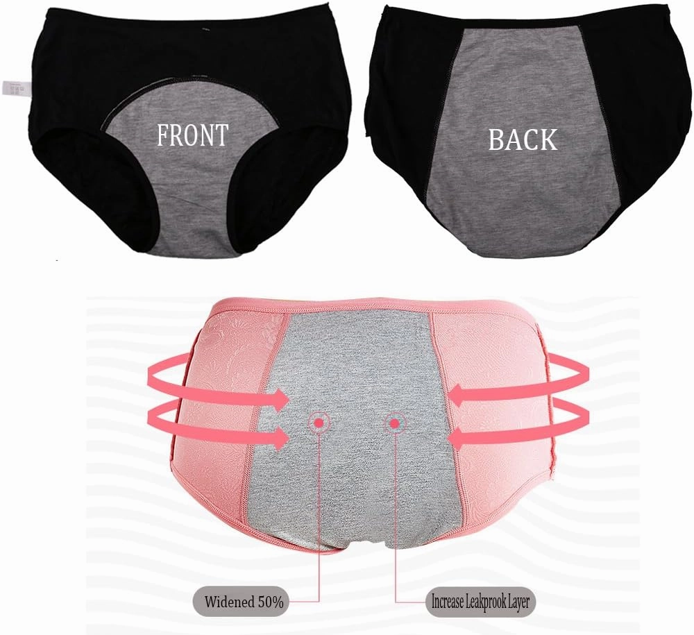 YOYI FASHION Women Menstrual Period Briefs Jacquard Easy Clean Panties 5 Pack US Size XXS-5XL/12