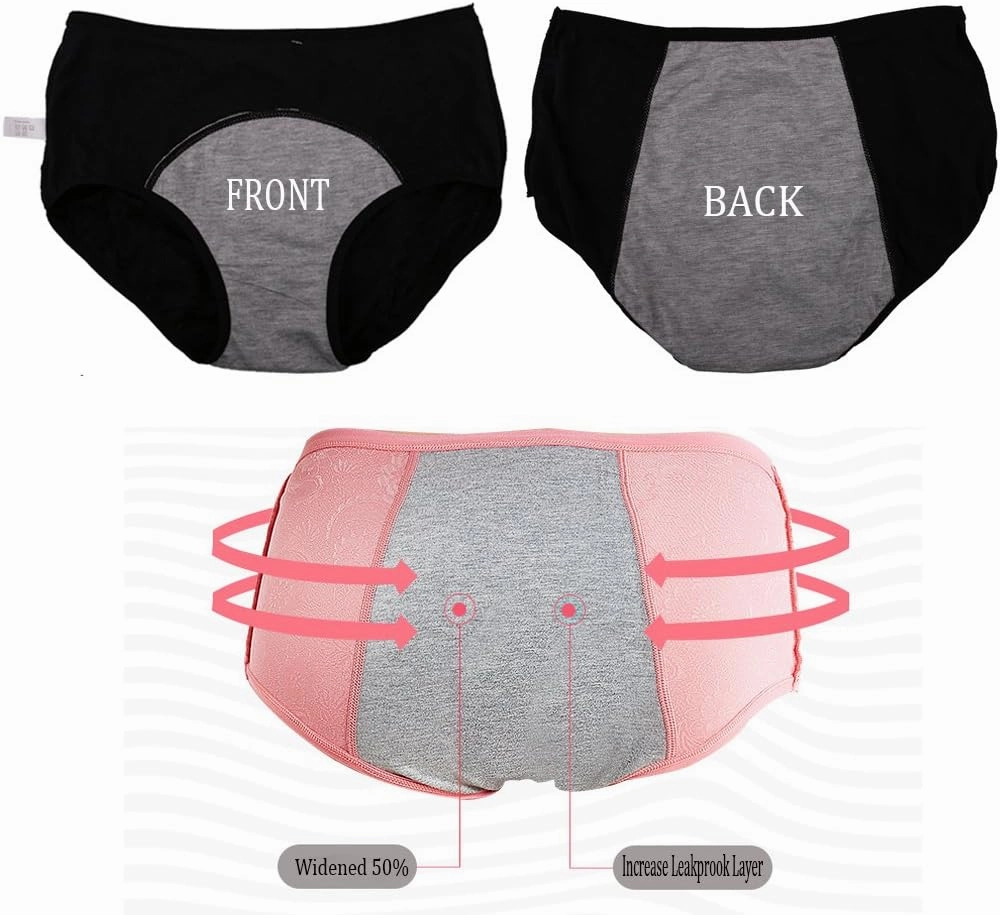 YOYI FASHION Women Menstrual Period Briefs Jacquard Easy Clean Panties US Size XXS-5XL/12