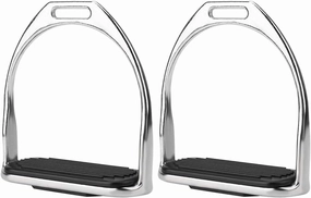 Zerone 1 Pair Iron Horse Riding Stirrups 4.8inch Riding Equestrian Iron Horse Stirrups with Black Rubber Horse Mat for Safe and Comfortable Riding