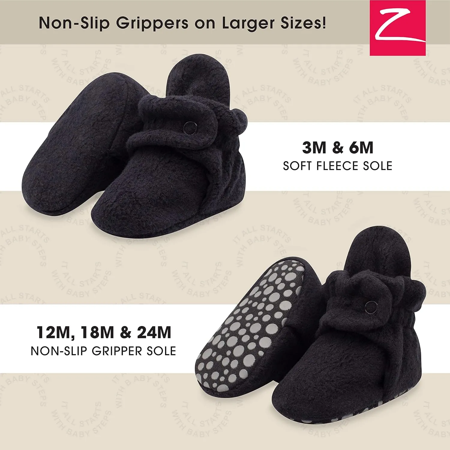 Zutano Unisex Fleece Baby Booties, Two Snap Closure, Newborn to 24 Months